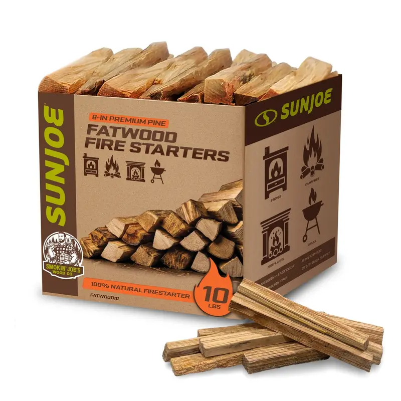 Sun Joe Fatwood Fire Starter Sticks – 10-Pound Natural Pine Kindling For Fireplaces & Outdoor Pits 1