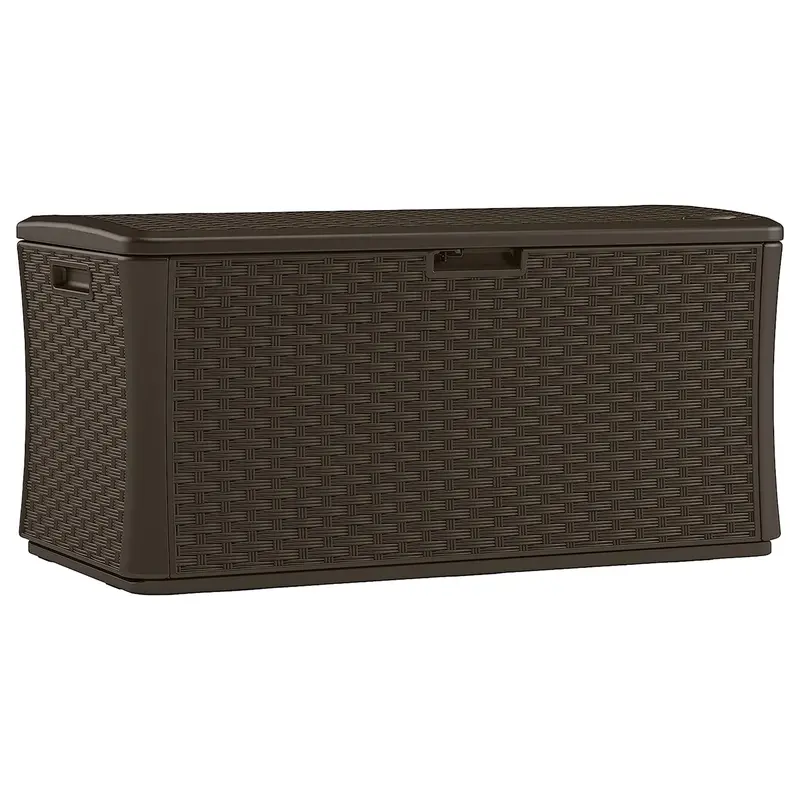 Suncast 134-Gallon All-Weather Deck Storage Box – Uv-Resistant Patio Chest In Java Finish 1