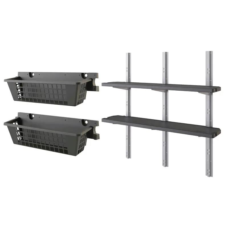 Suncast 25" X 7.25" Basket Accessory & 2-Shelf Vertical Shed Kit (2-Pack, Black) 1