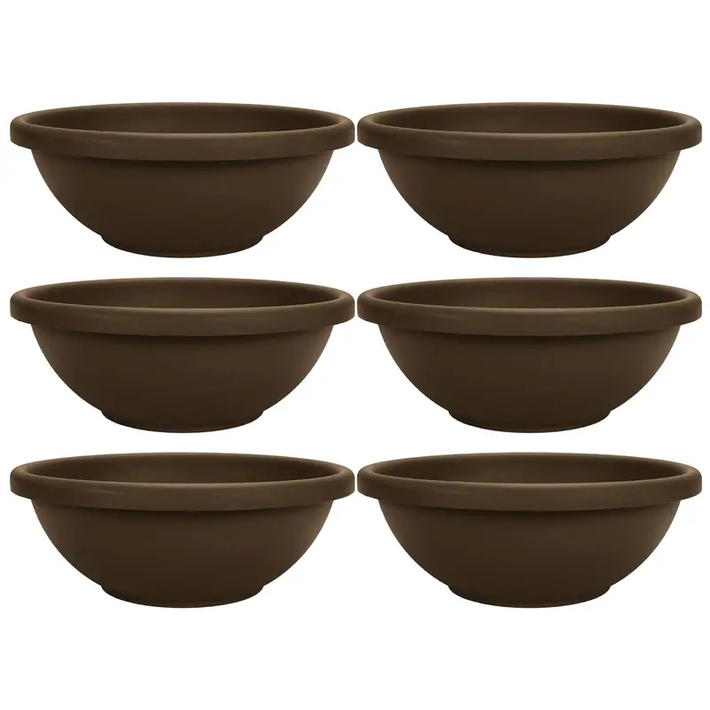 The Hc Companies 18-Inch Chocolate Bowl Planter With Drainage – 6-Pack Value Bundle 1