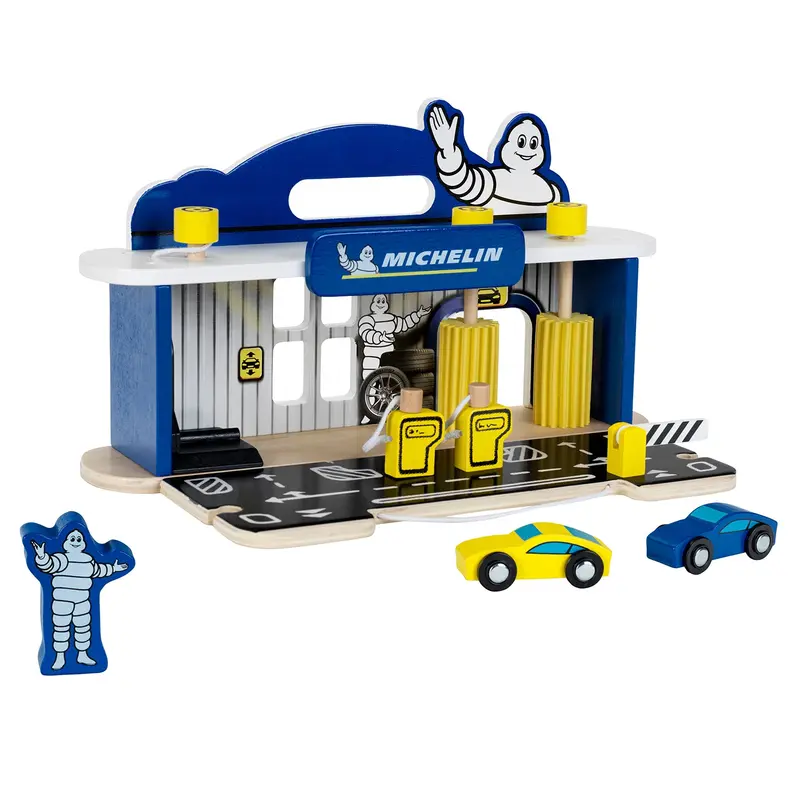 Theo Klein Michelin Car Service Station Playset – Includes 2 Toy Vehicles, Ages 3+ 1