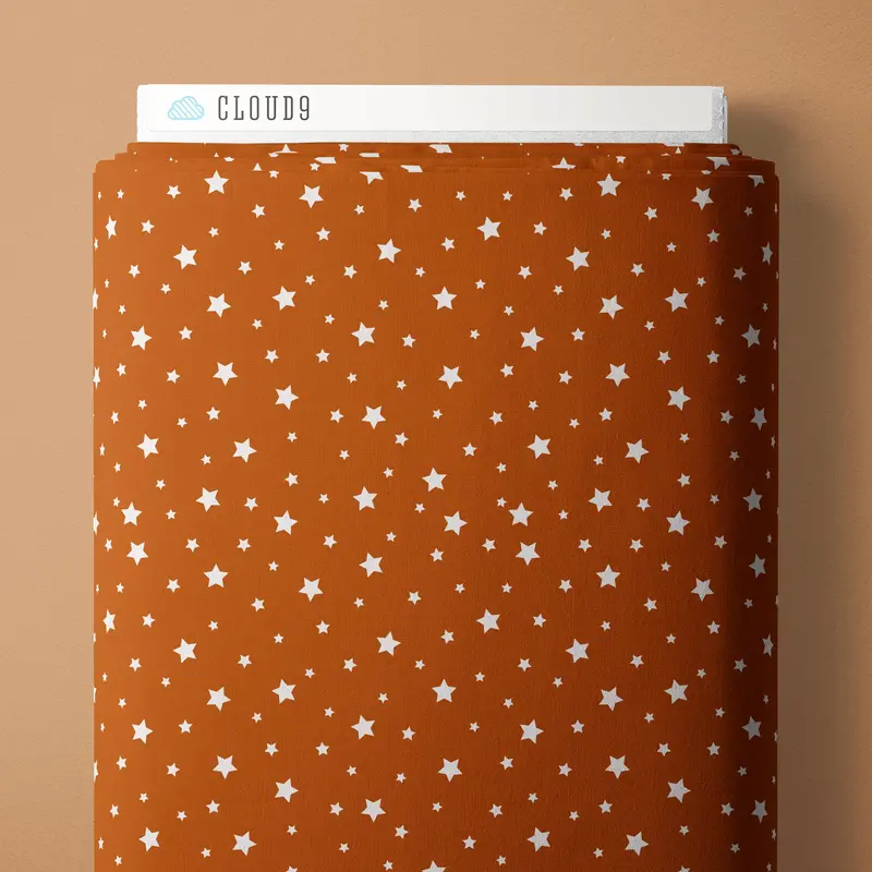 Under The Same Stars Rust Poplin Fabric – Softly Studio For Cloud 9 1
