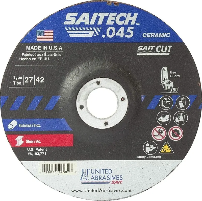 United Abrasives Sait 22068 Depressed-Center Cut-Off Wheels – 4" X .045" X 5/8" Arbor 1