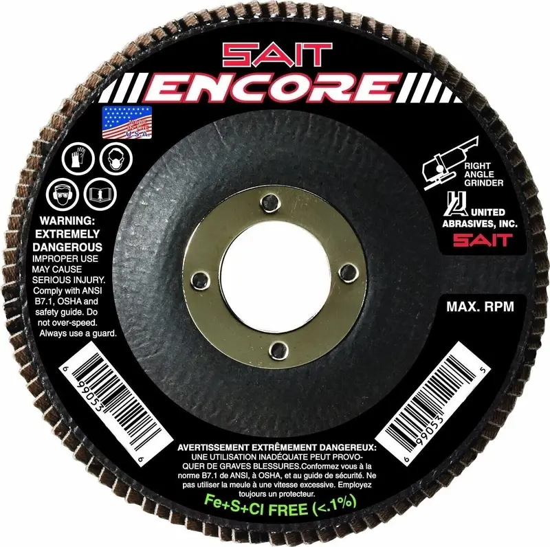 United Abrasives-Sait 5-Inch Z36X Encore Flap Disc – Type 27, 7/8-Inch Arbor 1