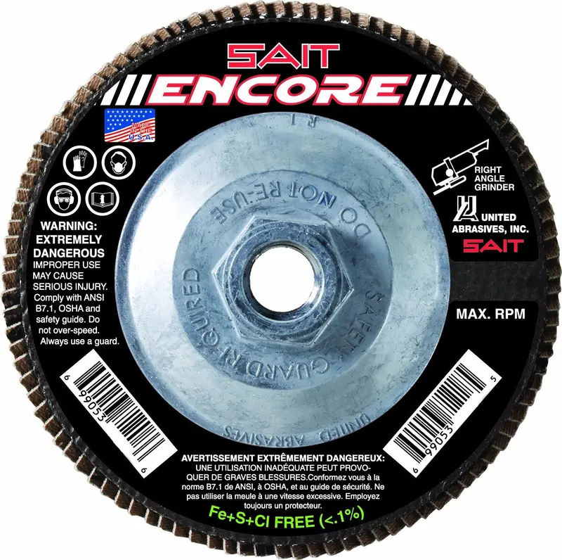 United Abrasives Sait 71238 Type 27 Encore Flap Disc – 5" X 5/8-11", Z-Grade 60X, 10-Pack 1