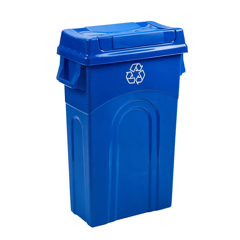 United Solutions 23-Gallon Highboy Kitchen Recycling Bin – Blue Swing-Lid Design 1