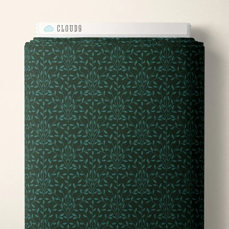 Vine Dark Forest Eventide Poplin Fabric – Jillian Anderson For Cloud 9 Fabrics 1