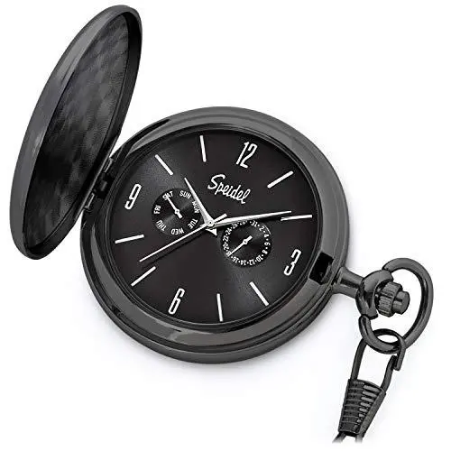 Vintage-Style Pocket Watch With Brushed Satin Finish, Day/Date Subdials 1