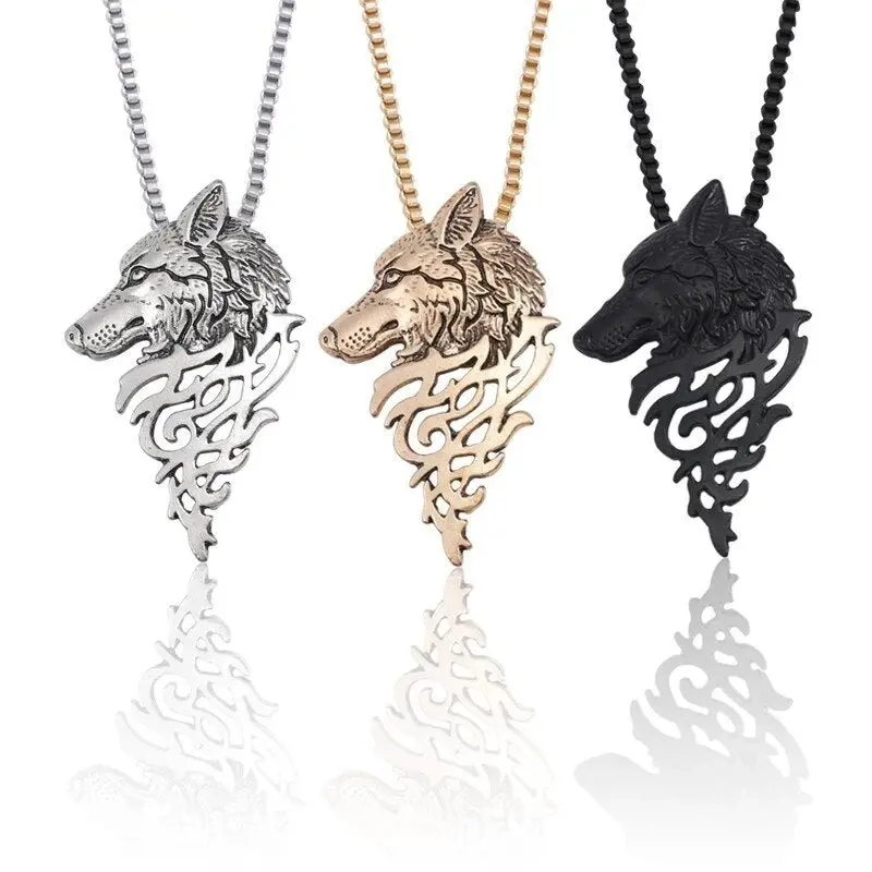 Vintage Wolf Head Pendant Necklace – Gothic-Inspired Statement Jewelry 1