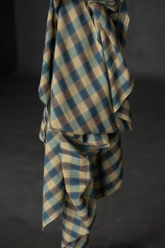 Walnut Grove Check Handwoven Cotton – Rustic Indian Weave 1
