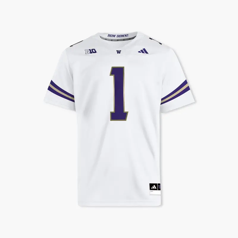 Washington Huskies Adidas 2025 White Road Football Jersey 1