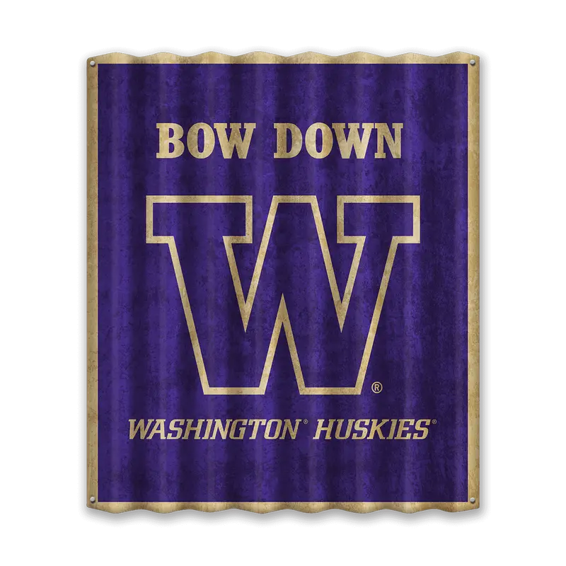 Washington Huskies Bow Down Corrugated Metal Wall Art 1