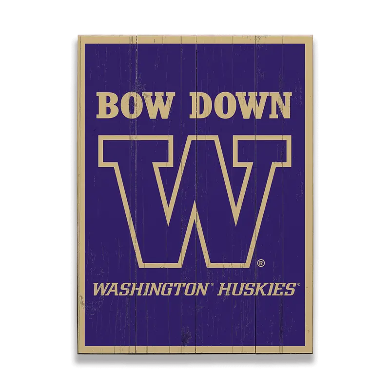 Washington Huskies Bow Down Wood Plank Wall Hanging 1