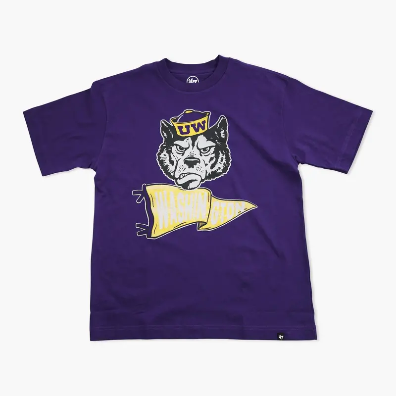 Washington Huskies Pennants Up Throwback Vintage-Style T-Shirt 1