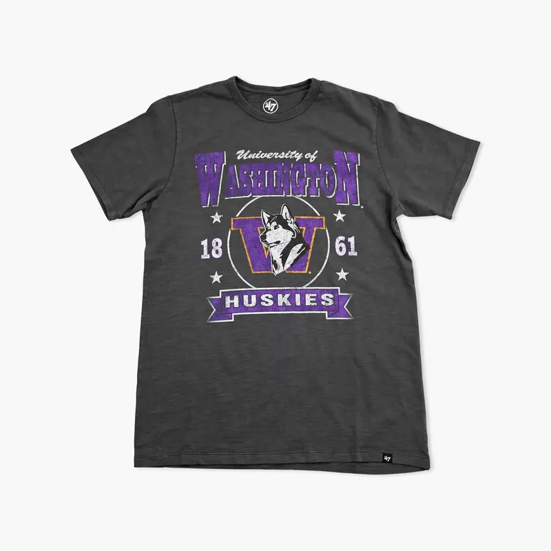 Washington Huskies Star-Studded Charcoal Slub Cotton Tee 1