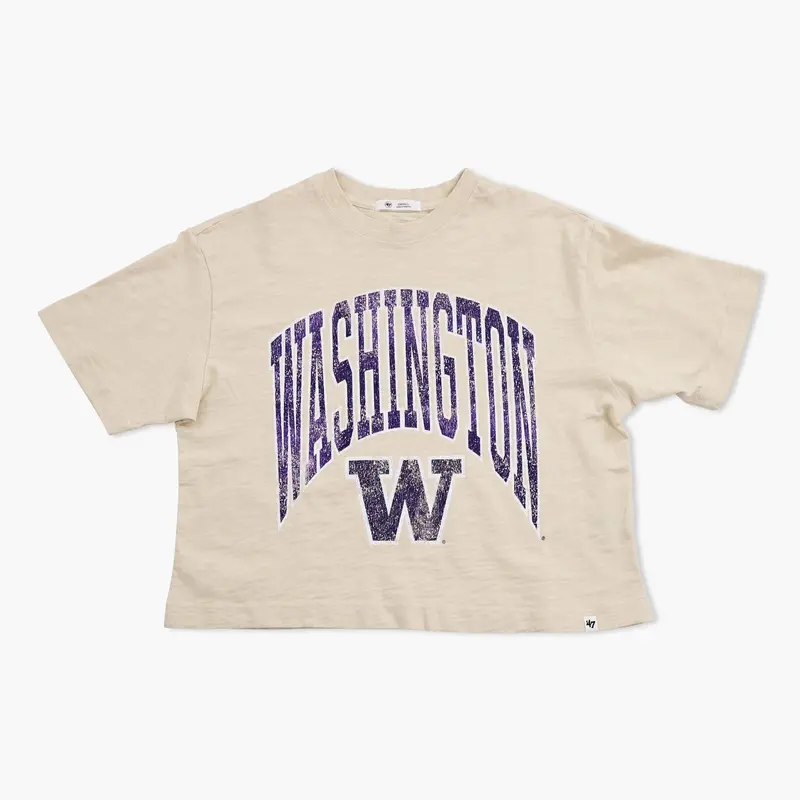 Washington Huskies Women’S Khaki Slub Crop Top 1