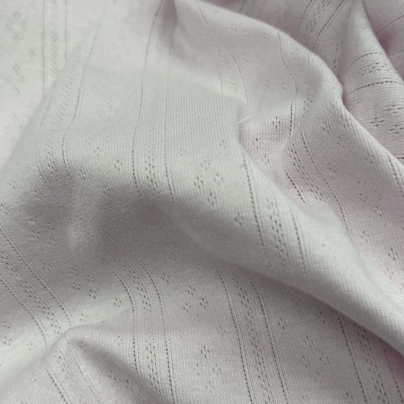 Whispering Lines & Diamonds Pointelle – Soft Organic Cotton In Pale Peony 1