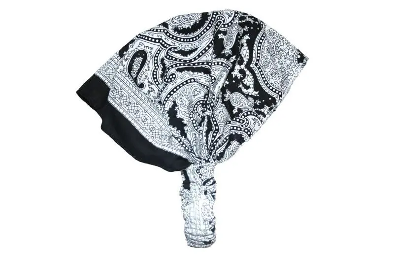 White Geometric-Print Elastic Bandana 1