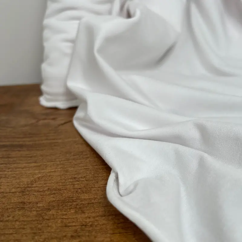 White Organic Bamboo Cotton Spandex Jersey Fabric (200Gsm) 1