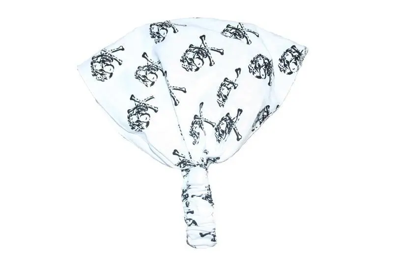White Skull-And-Crossbones Elastic Hair Bandana 1