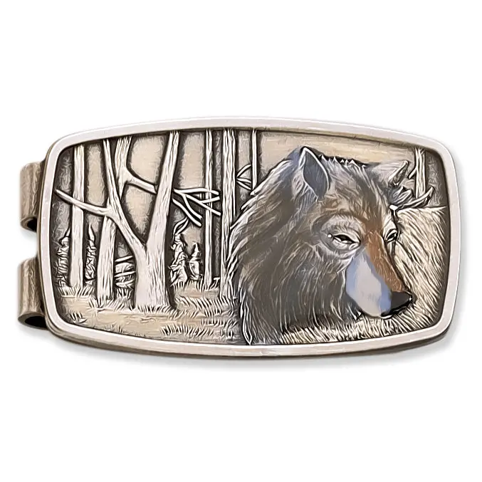 Wildlife-Inspired Enamel Wolf Money Clip 1