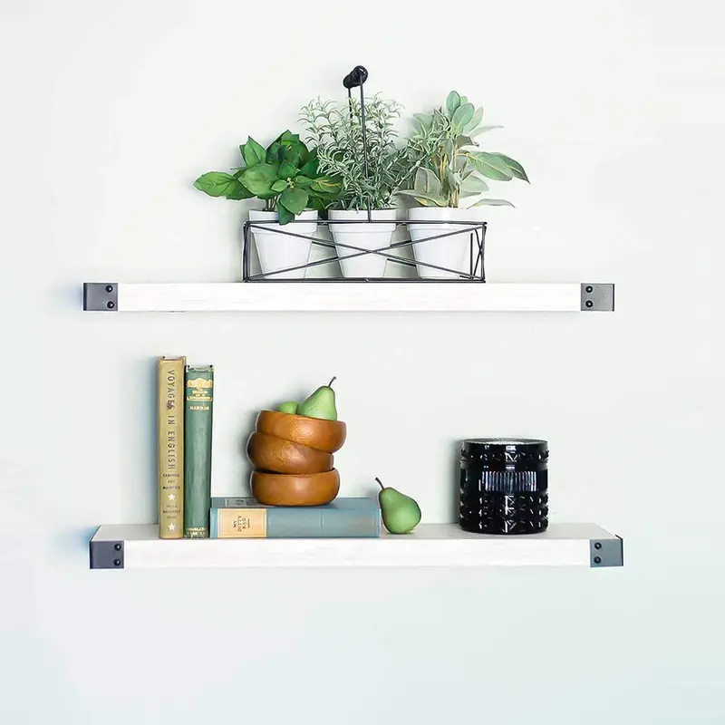 Willow & Grace Bryan Floating Wall Shelves – 24-Inch Wood Set – White (2-Pack) 1