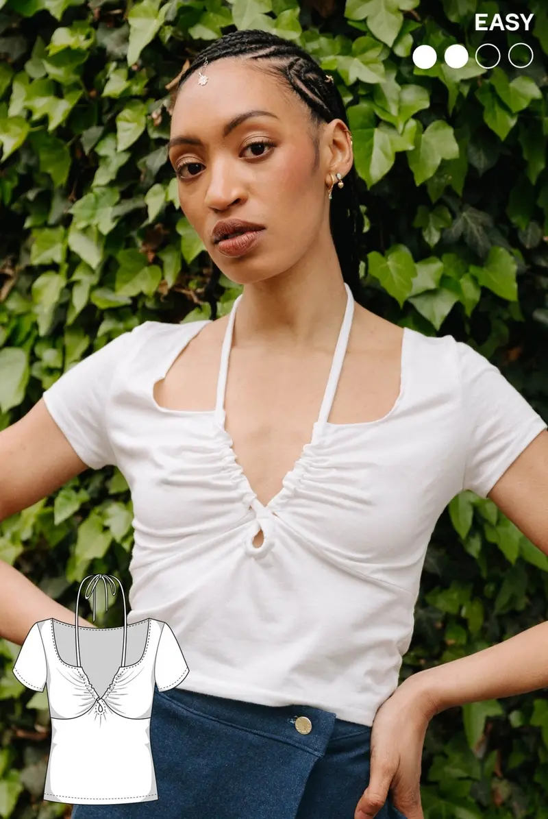 Winnie Halter Top Pattern – Tie-Back Summer Top Template – Lightweight Fabric Friendly – Juliana Martejevs 1