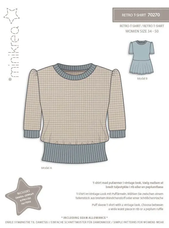 Women’S Retro-Style T-Shirt Sewing Pattern By Minikrea (Pdf Download) 1