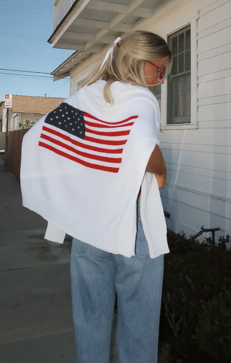 Woodsy American Flag Textured Knit Sweater 1