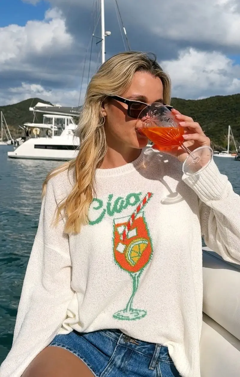 Woodsy Ciao Cocktail Graphic Knit Sweater 1