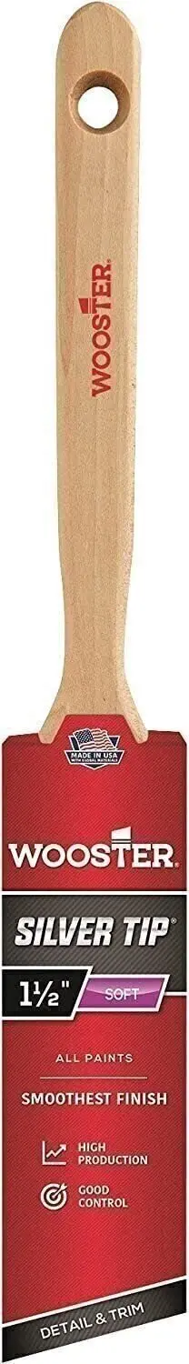 Wooster 5221-1 1/2 Silver Tip Angle Sash Brush – 1-1/2", Professional Paintbrush 1