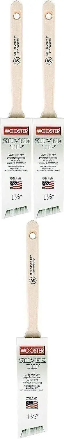Wooster Silver Tip Angle Sash Brush – 1-1/2", Premium Synthetic Bristles 1