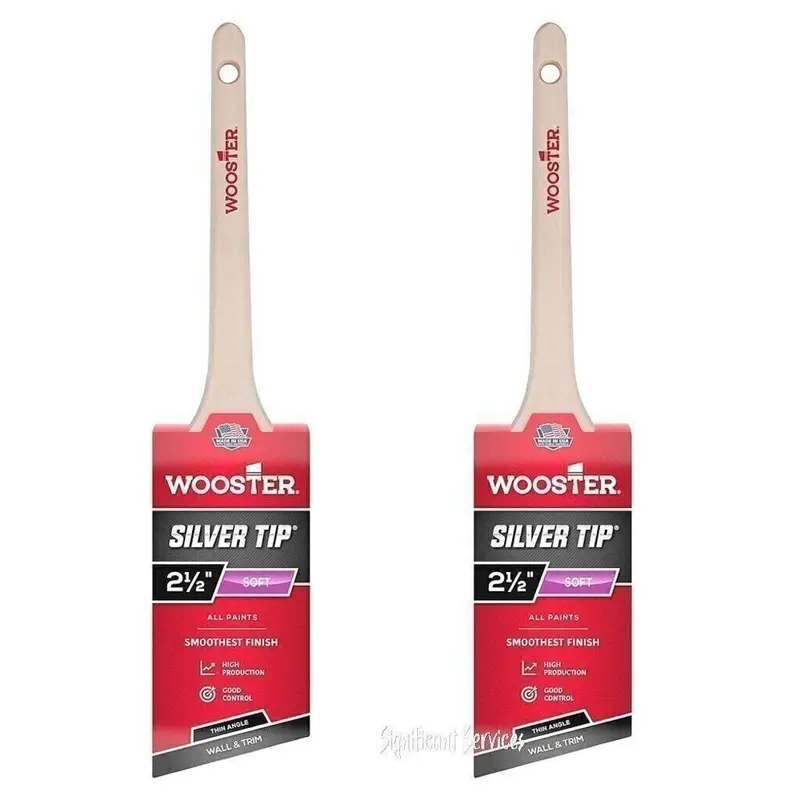 Wooster Silver Tip Thin Angle Sash Brush – 2-Inch, Twin-Pack 1