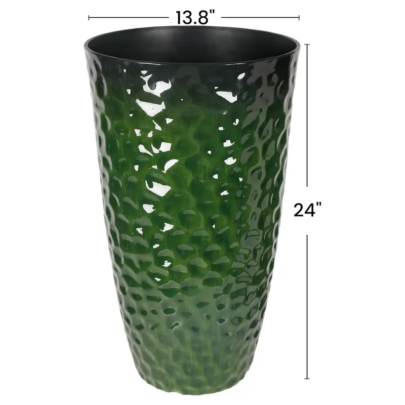 Worth 24-Inch Glossy Green Plastic Planter With Drainage – 2-Pack Set 2