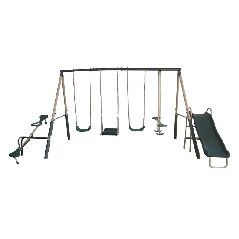 Xdp Crestview Outdoor Swing Set – Slide, Glider, 3 Swings & Seesaw 1