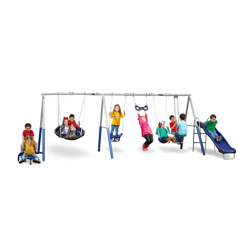 Xdp Recreation Outdoor Swing Set – Includes See-Saw, Super Disc, Swings, And Slide – Open-Box 1