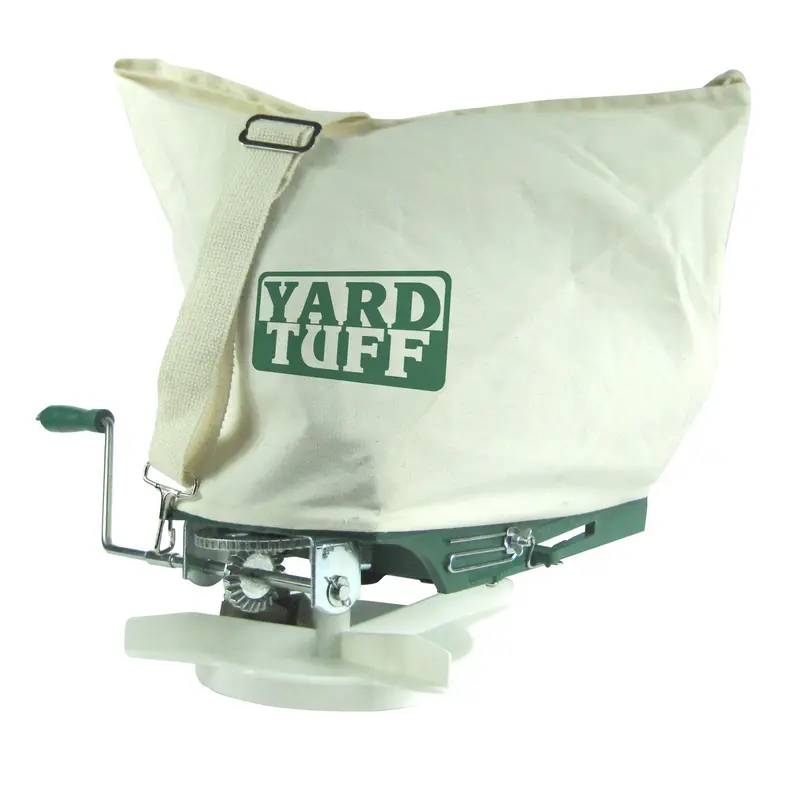 Yard Tuff 25-Pound Shoulder Broadcast Spreader – Canvas Bag & Ergonomic Strap For Lawn & Garden Use (Open-Box) 1