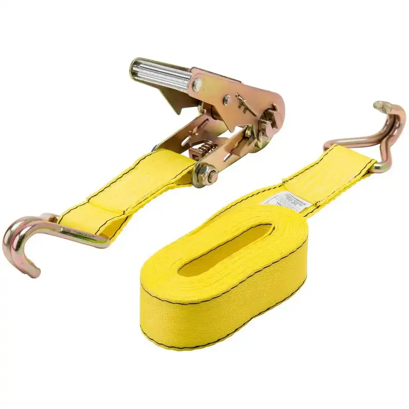 15-Foot Ratchet Tie-Down Strap – Heavy-Duty Nylon Webbing With Zinc-Coated Hooks 1