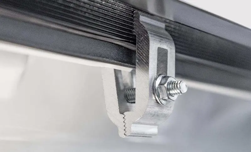 Lomax B2040039 Tri-Fold Truck Bed Cover – Diamond Plate Texture, Single-Rail Mount 1