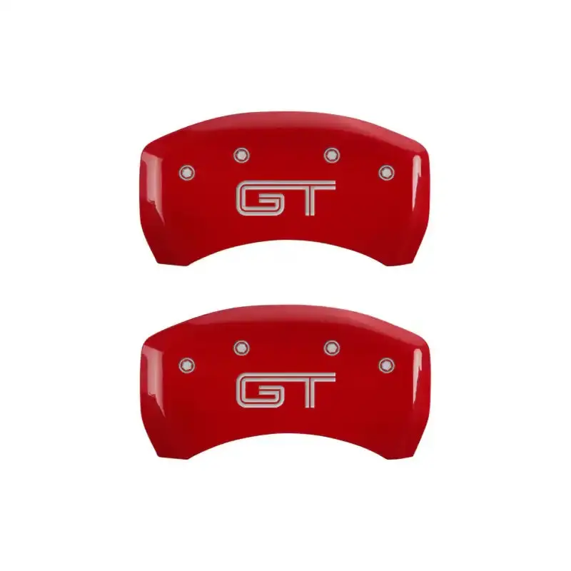 Mgp Engraved Rear Caliper Covers – Two-Piece Set, Red Finish With Silver Chrome Accents 1